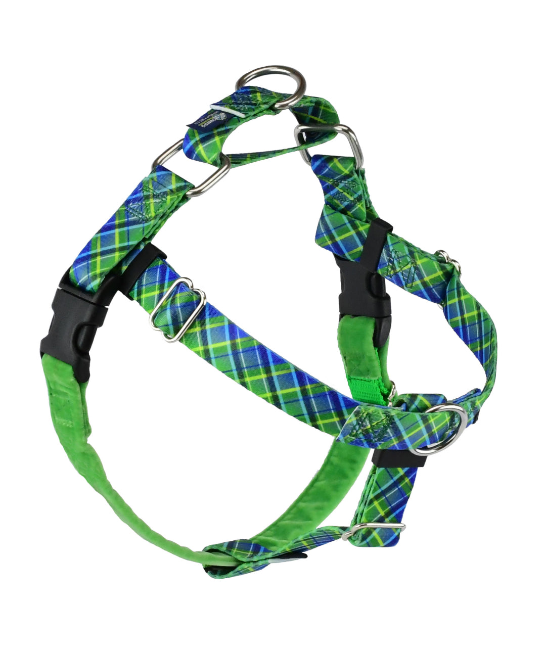 2 Hounds EarthStyle Freedom No-Pull Dog Harness Walking Gear Rover Store XS Green Plaid 