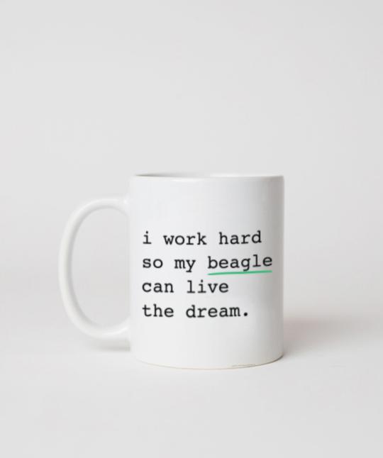 Beagle ‘I Work Hard’ Mug Mug Rover Store 