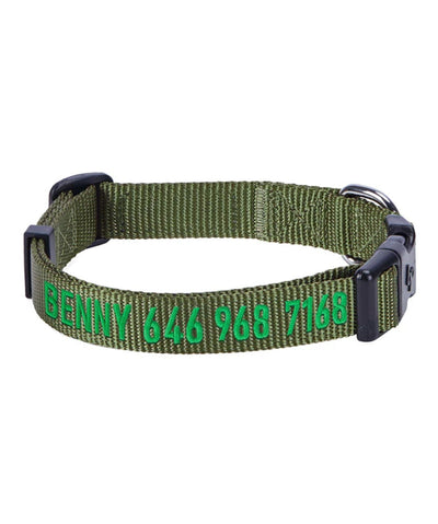 Blueberry Pet Personalized Classic Dog Collar Collar Blueberry Pet Olive Green S 
