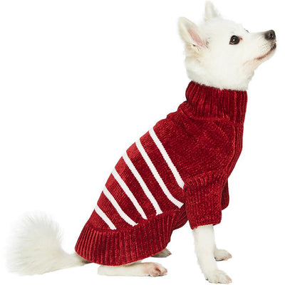Blueberry Pet Soft & Cozy Striped Dog Sweater Dog Apparel Blueberry Pet Burgundy 10 
