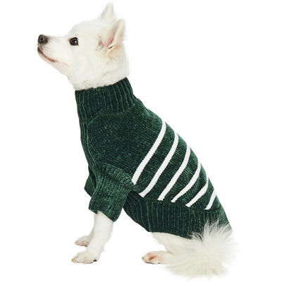 Blueberry Pet Soft & Cozy Striped Dog Sweater Dog Apparel Blueberry Pet Dark Green 10 