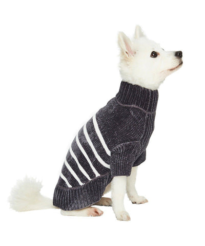 Blueberry Pet Soft & Cozy Striped Dog Sweater Dog Apparel Blueberry Pet Gray 10 