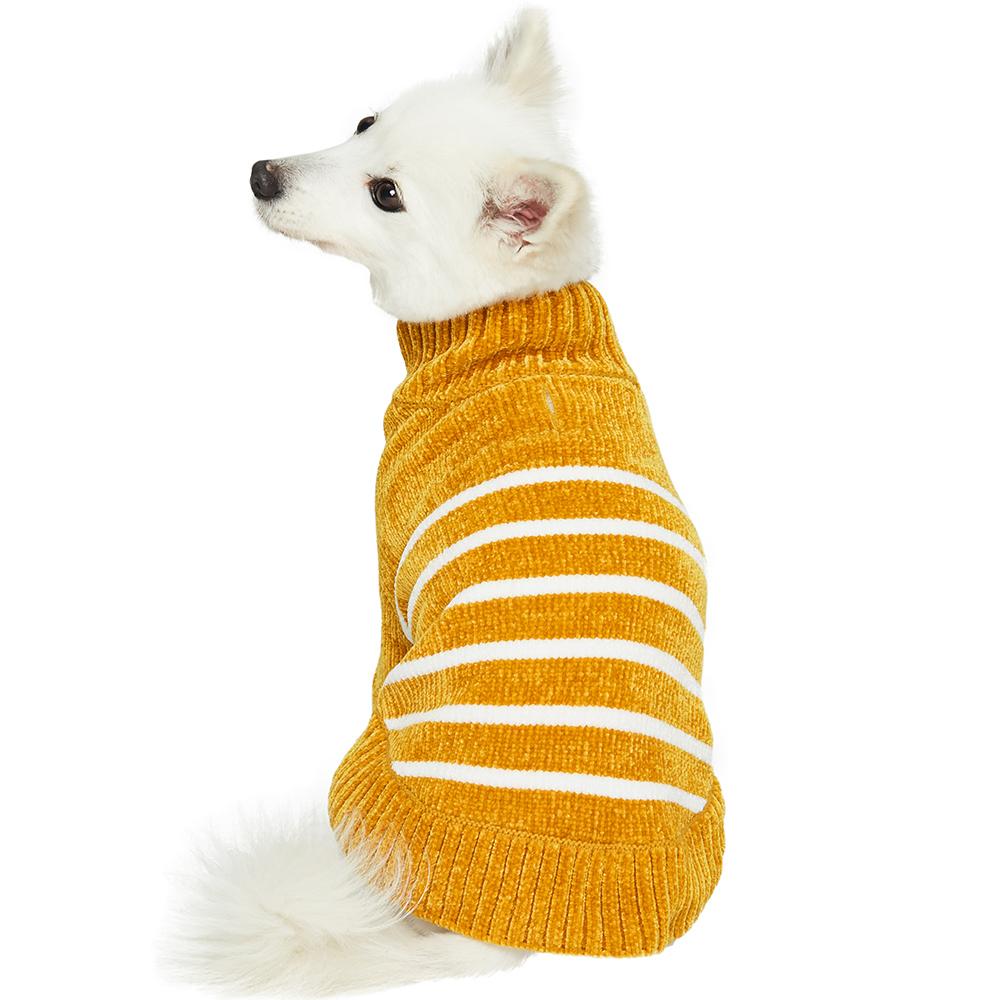 Blueberry Pet Soft & Cozy Striped Dog Sweater Dog Apparel Blueberry Pet Mustard 10 