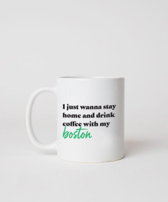 Boston Terrier ‘Stay Home’ Mug Mug Rover Store 