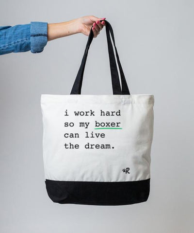 Boxer ‘I Work Hard’ Tote Tote Rover Store 