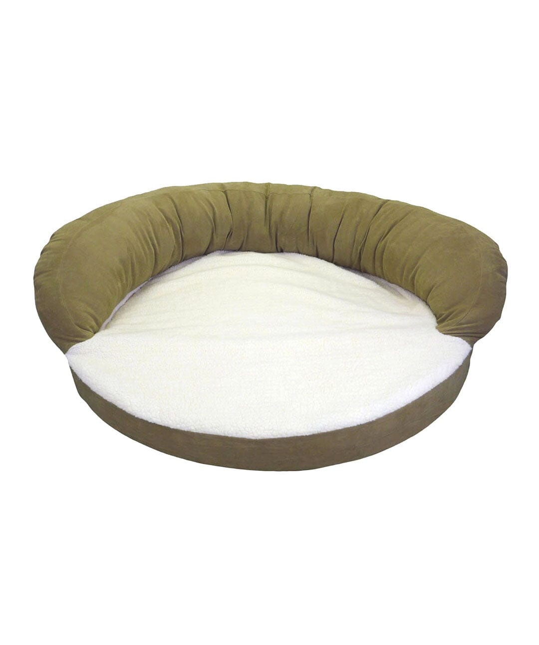 sage green orthopedic dog bed with bolster
