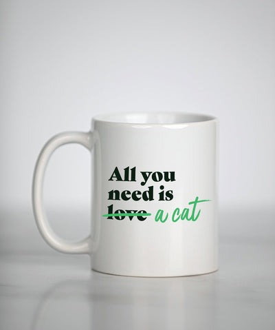 Cat ‘All You Need’ Mug Mug Rover Store Green 