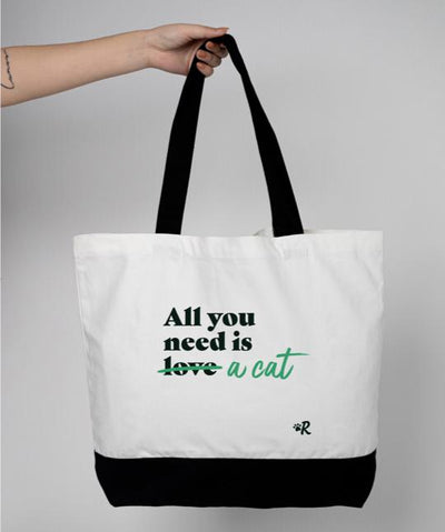 Cat ‘All You Need’ Tote Bag Tote Rover Store Green 