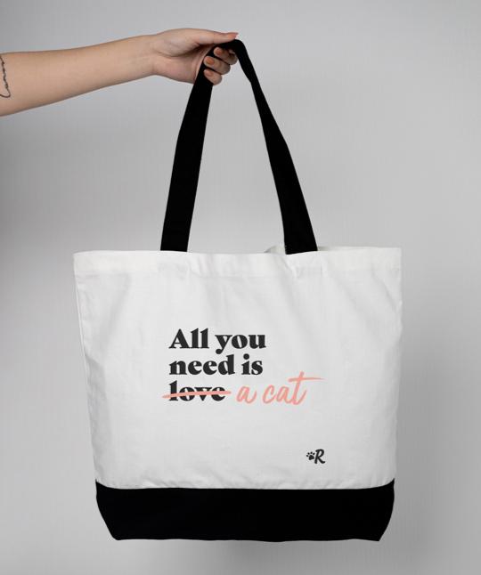 Cat ‘All You Need’ Tote Bag Tote Rover Store Pink 