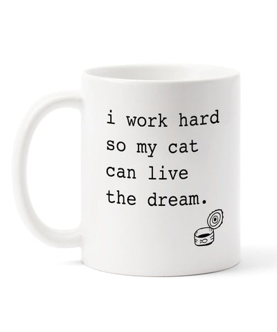 Cat ‘I Work Hard’ Mug Mug Rover Store 