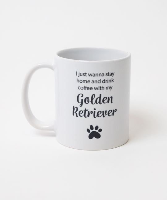 Dog Breed ‘I Just Wanna Stay Home’ Mug Mug Rover Store Golden Retriever 