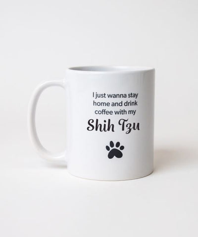 Dog Breed ‘I Just Wanna Stay Home’ Mug Mug Rover Store Shih Tzu 