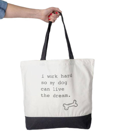 Dog ‘I Work Hard’ Tote Bag Tote Rover Store 