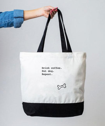 'Drink Coffee. Pet Dog. Repeat' Tote Bag Tote Rover Store 