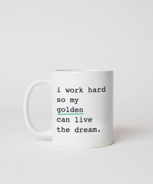 Golden Retriever ‘I Work Hard’ Mug Mug Rover Store 
