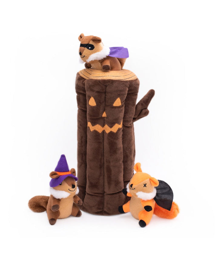 ZippyPaws Halloween Burrow Dog Toy | Haunted Log