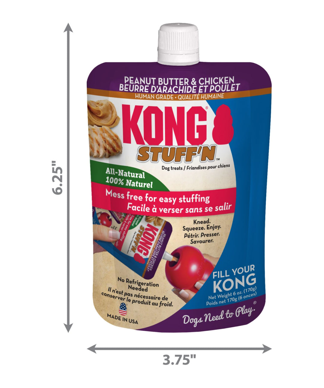  KONG - Classic Dog Toys with Easy Treat Peanut Butter Dog  Treats, 8 Ounce - for Large Dogs : Pet Supplies