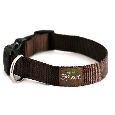 Mimi Green Classic Webbing Personalized Dog Collar Collar Mimi Green Brown 