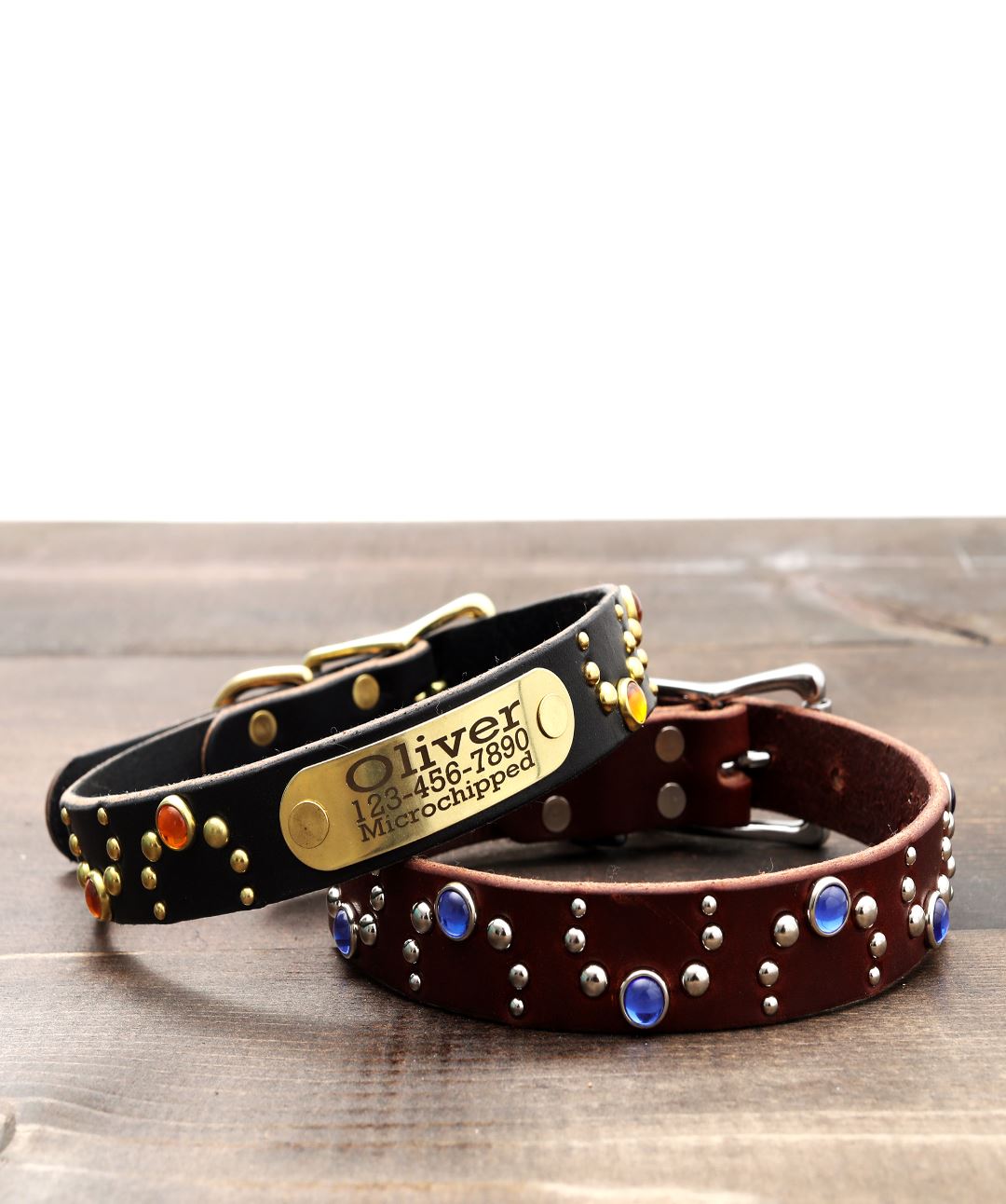 Mimi Green Jewel-Studded Leather Custom Dog Collar Collar Mimi Green 