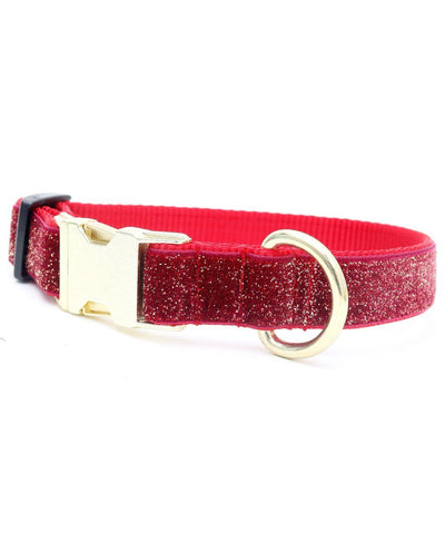 Mimi Green Starlight Glitter Velvet Custom Dog Collar Collar Mimi Green Red 