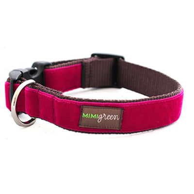 Mimi Green Velvet Custom Dog Collar Collar Mimi Green Dark Pink 