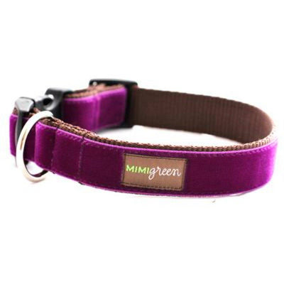 Mimi Green Velvet Custom Dog Collar Collar Mimi Green Dark Purple 