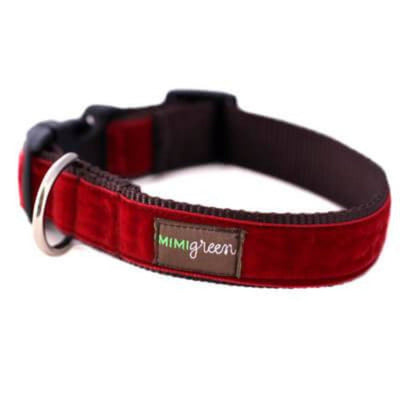 Mimi Green Velvet Custom Dog Collar Collar Mimi Green Red 
