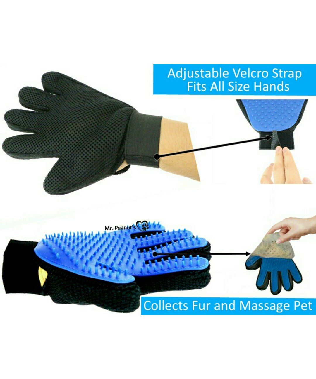 Mr. Peanut’s Silicone Pet Grooming Gloves - Set of 2 Grooming Rover 