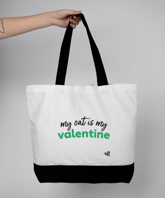 ‘My Cat Is My Valentine’ Tote Bag Tote Rover Store Green 