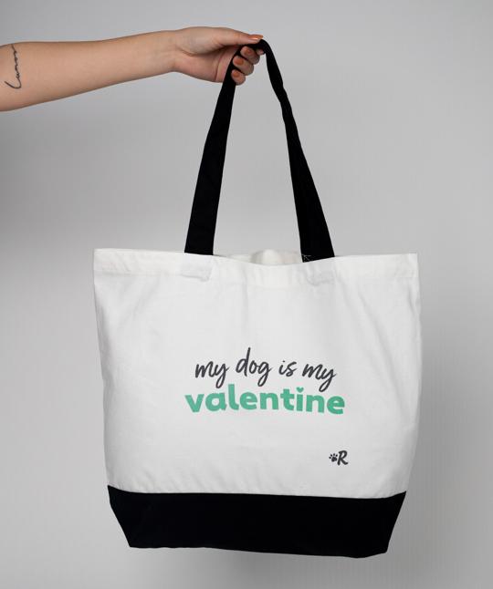 ‘My Dog Is My Valentine’ Tote Bag Tote Rover Store Green 