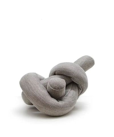 gray colored knot puzzle toy for dogs tied in a loose ball