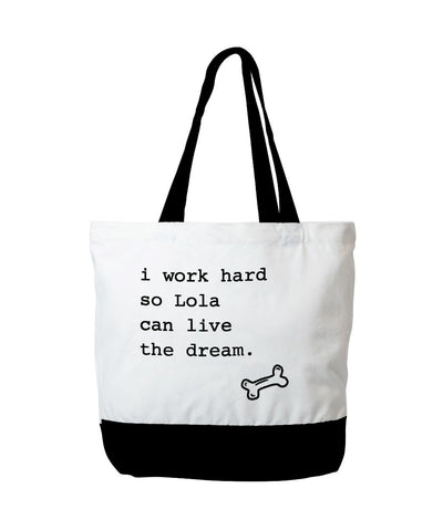 Personalized 'I Work Hard' Tote Tote Rover Store 
