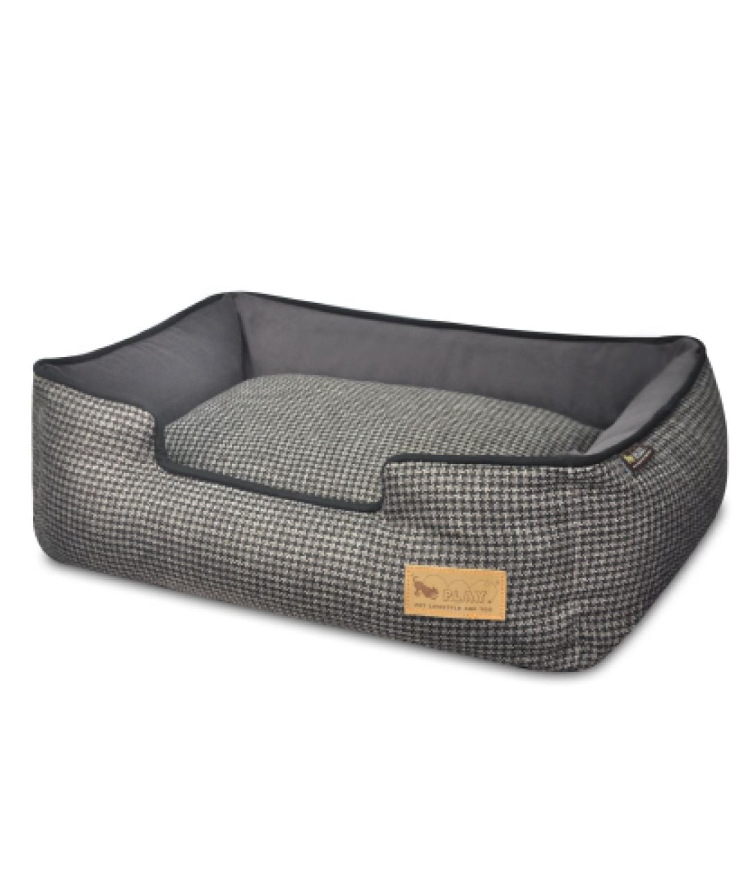 P.L.A.Y. Houndstooth Lounge Dog Bed (2 Colors) Dog Bed PLAY S Houndstooth Gray 
