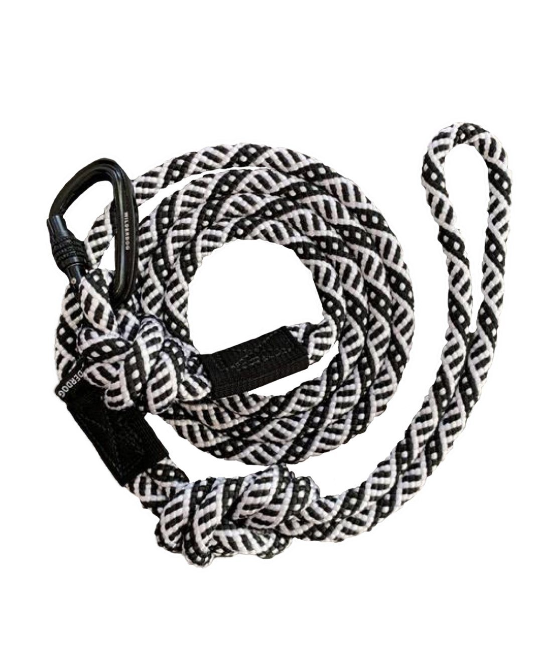 Wilderdog Climbing Rope Dog Leash Leash Wilderdog Black & White 5 ft with Small Carabiner 